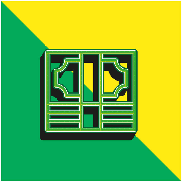 Bills Stack Grünes und gelbes modernes 3D-Vektorsymbol-Logo - Vektor, Bild