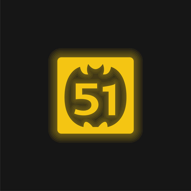 51 On Social Logo żółty świecący neon ikona - Wektor, obraz