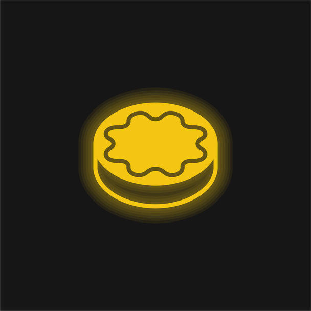 Biscuit yellow glowing neon icon - Vector, Image