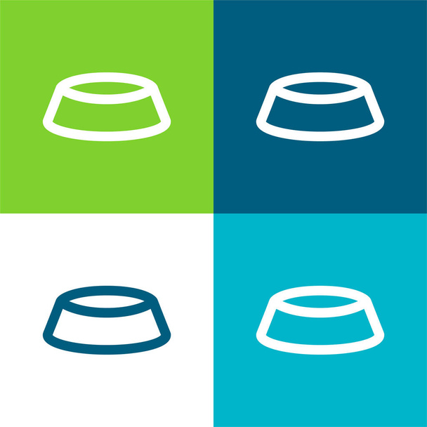 Боулинг Плоский четырехцветный минимальный набор значков - Вектор,изображение