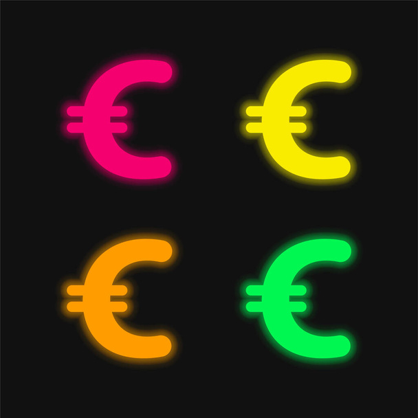 Символ большого евро - светящийся неоновый иконка - Вектор,изображение