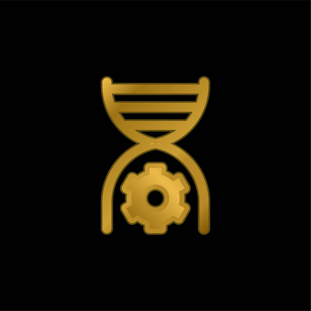 Bioingeniería chapado en oro icono metálico o logotipo vector - Vector, imagen