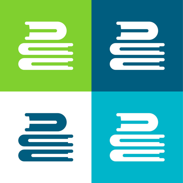 Libros Piso de cuatro colores mínimo icono conjunto - Vector, imagen