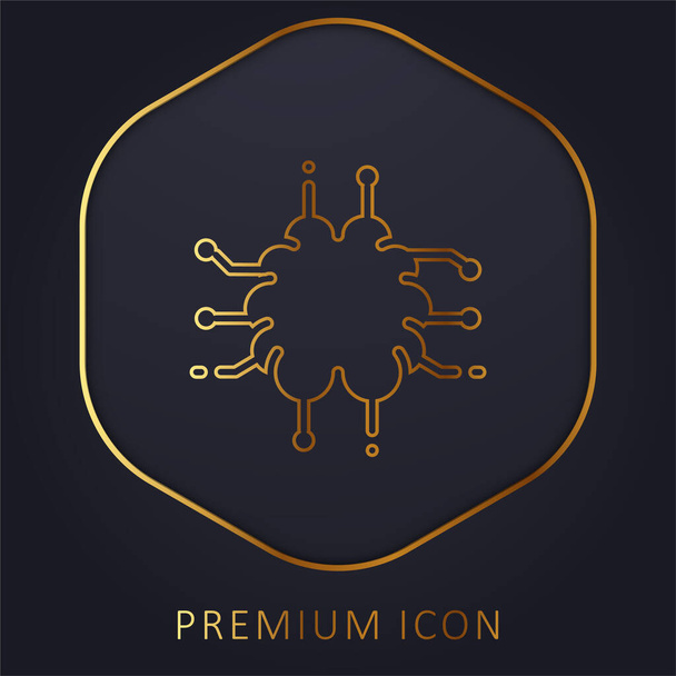 Искусственный интеллект золотая линия премиум логотип или значок - Вектор,изображение