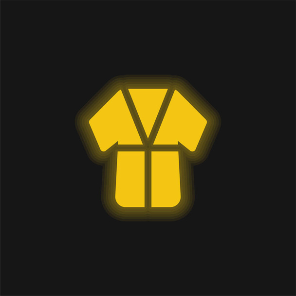 Халат желтый светящийся неоновый значок - Вектор,изображение