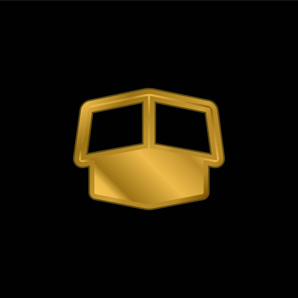 Caja chapado en oro icono metálico o logo vector - Vector, Imagen