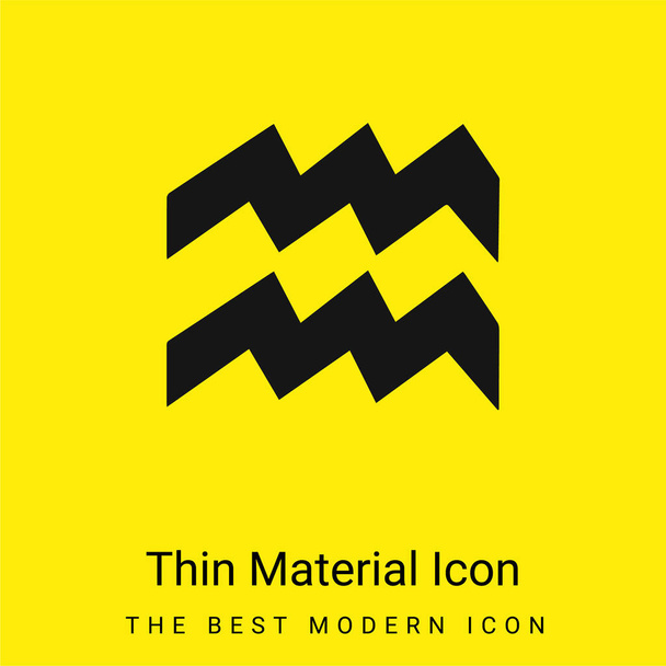 Vodnář Astrologický znak minimální jasně žlutá ikona materiálu - Vektor, obrázek