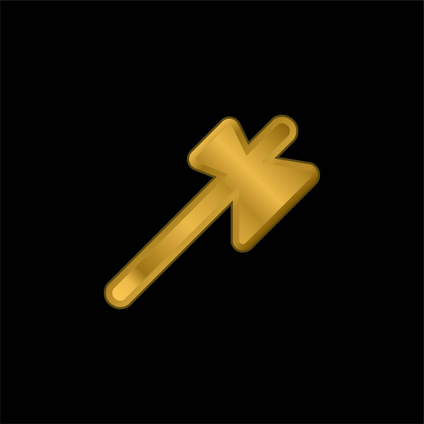 Fejsze aranyozott fémbevonatú ikon vagy logó vektor - Vektor, kép