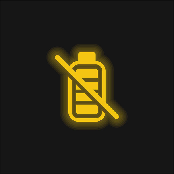 Batería cruzada amarillo brillante icono de neón - Vector, Imagen