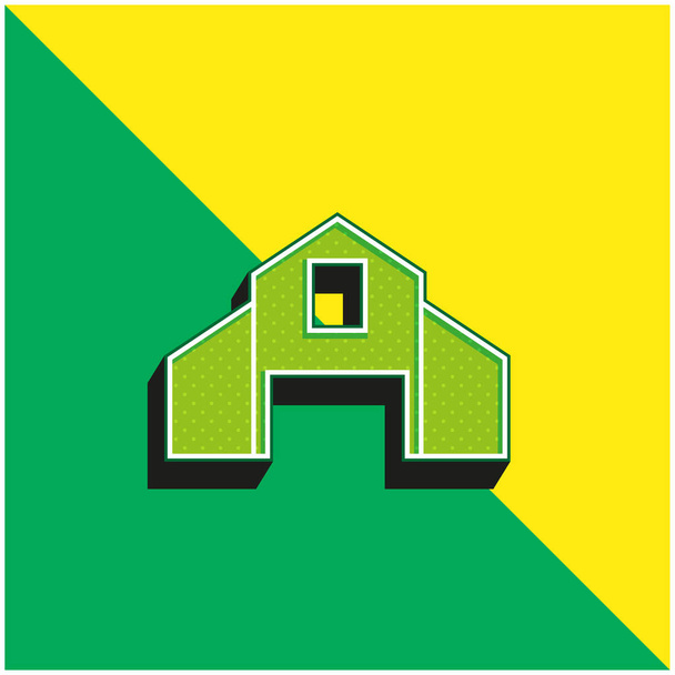Big Barn Zöld és sárga modern 3D vektor ikon logó - Vektor, kép