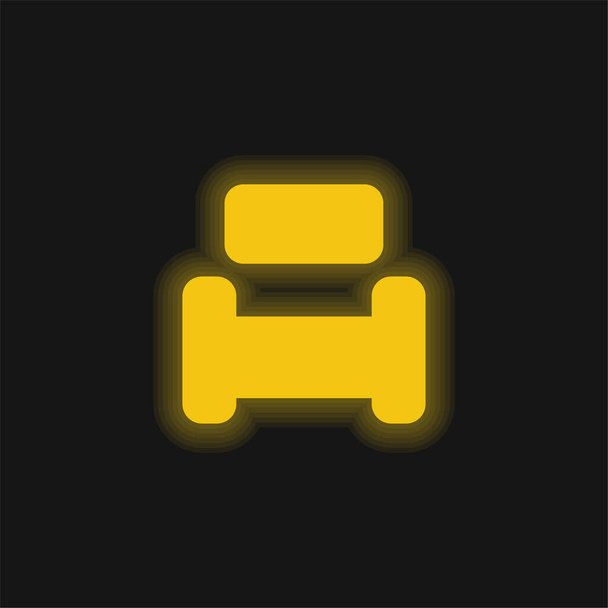 Žlutá zářící neonová ikona křesla - Vektor, obrázek