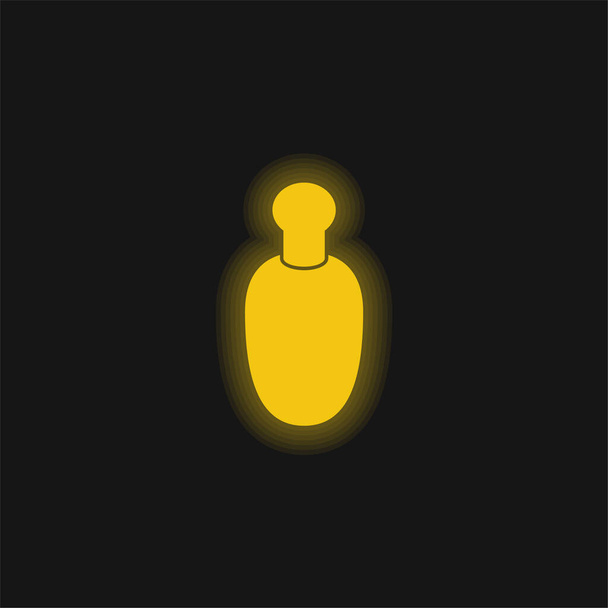 Bottiglia nera e arrotondata forma giallo brillante icona al neon - Vettoriali, immagini
