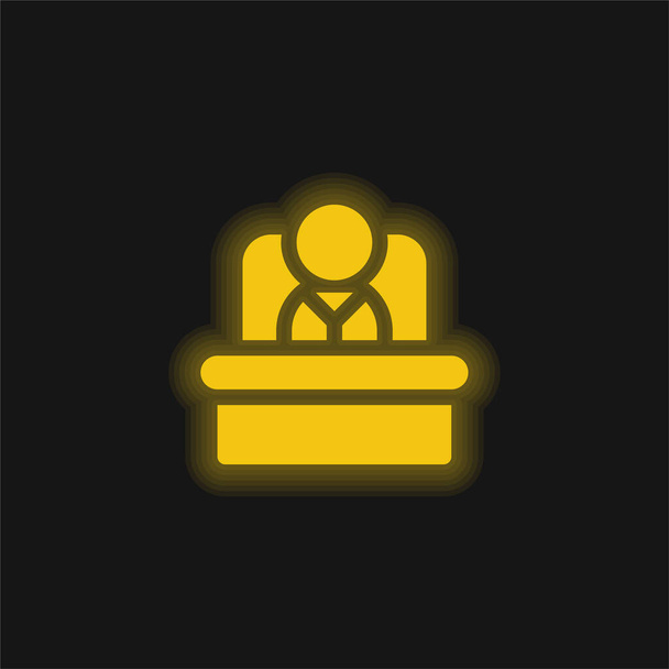 Főnök sárga izzó neon ikon - Vektor, kép