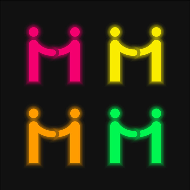 Agreement four color glowing neon vector icon - Vector, Image