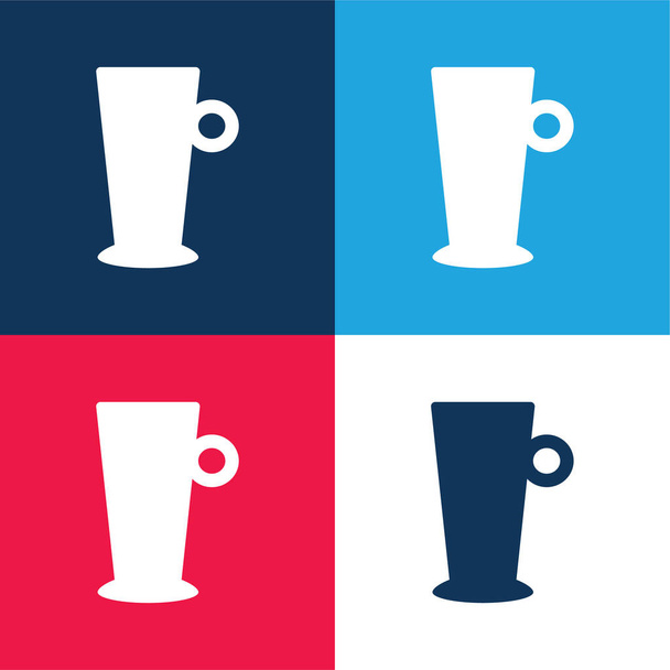 Big Cup blue and red four color minimal icon set - Vector, Image
