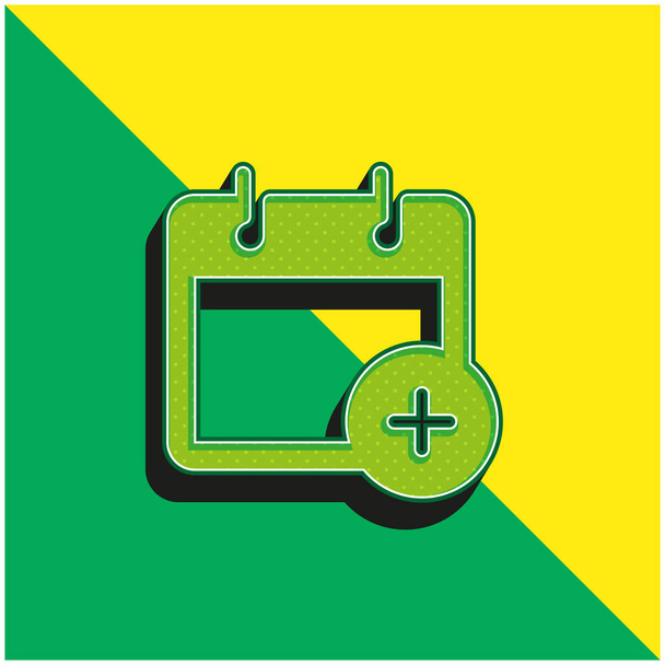 イベントの追加緑と黄色のモダンな3Dベクトルアイコンのロゴ - ベクター画像
