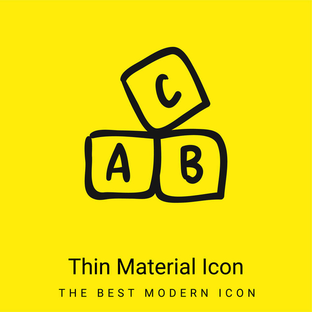 ABC Educational Hand Drawn Cubes icona minimale materiale giallo brillante - Vettoriali, immagini