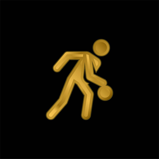 Basketbolcu altın kaplama metalik simge veya logo vektörü - Vektör, Görsel