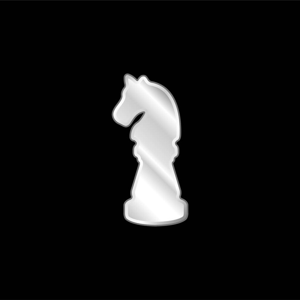 Black Horse Chess Piece Kształt posrebrzanej metalicznej ikony - Wektor, obraz