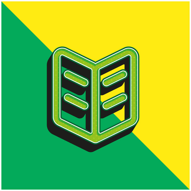 Libro o periódico verde y amarillo moderno logotipo del icono del vector 3d - Vector, Imagen