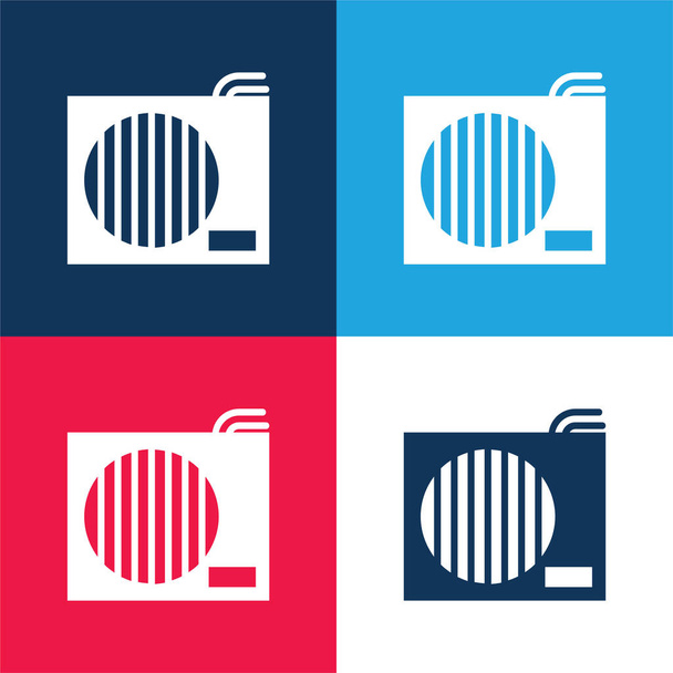 Klíma kék és piros négy szín minimális ikon készlet - Vektor, kép