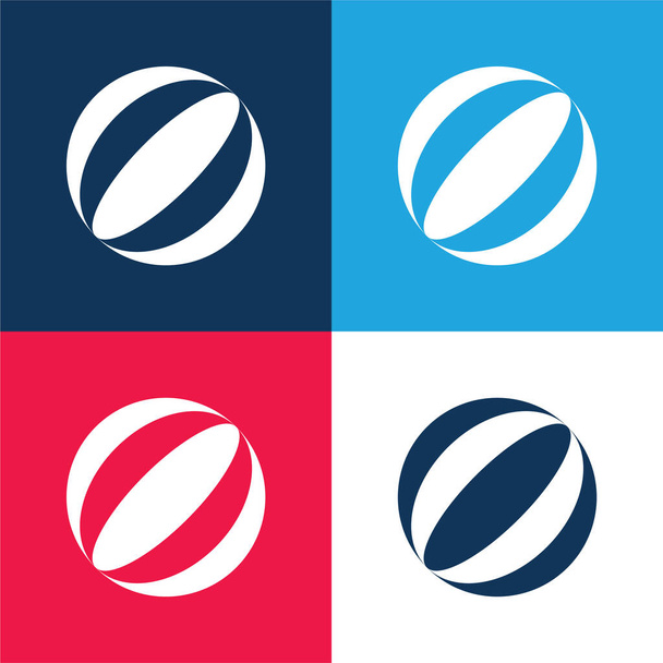 Ball niebieski i czerwony czterech kolorów minimalny zestaw ikon - Wektor, obraz