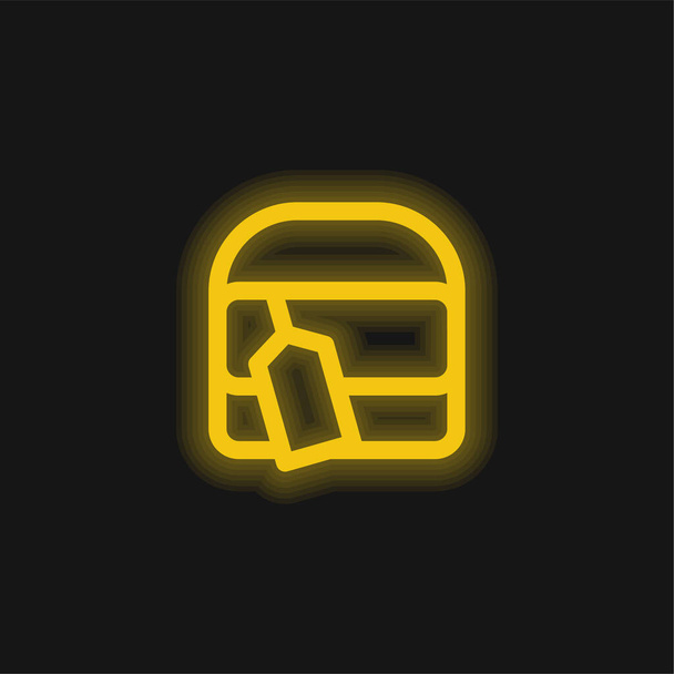 Bolsa con etiqueta amarillo brillante icono de neón - Vector, Imagen