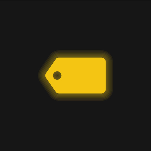 Черная метка в горизонтальном положении желтая светящаяся неоновая иконка - Вектор,изображение