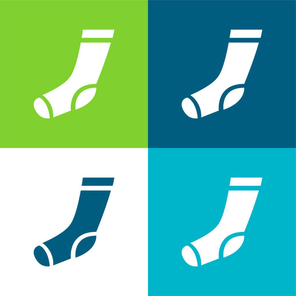 Atlétikai zokni Lapos négy szín minimális ikon készlet - Vektor, kép