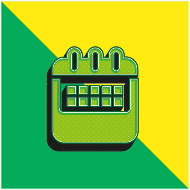 Annual Calendar Variant Green and yellow modern 3d vector icon logo - Vector, Image