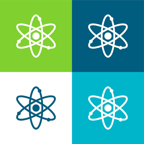 Atom Flat cztery kolory minimalny zestaw ikon - Wektor, obraz