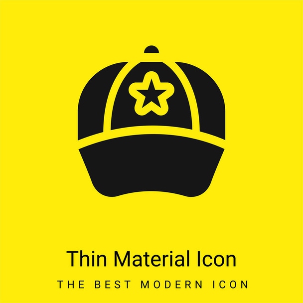 Baseball Cap minimal bright yellow material icon - Vector, Image