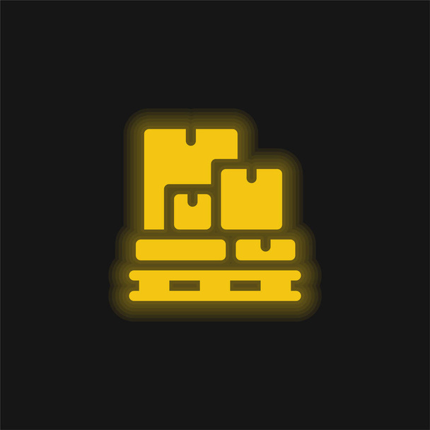 Boxes yellow glowing neon icon - Vector, Image