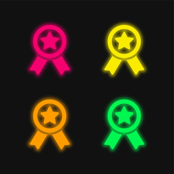 Award four color glowing neon vector icon - Vector, Image