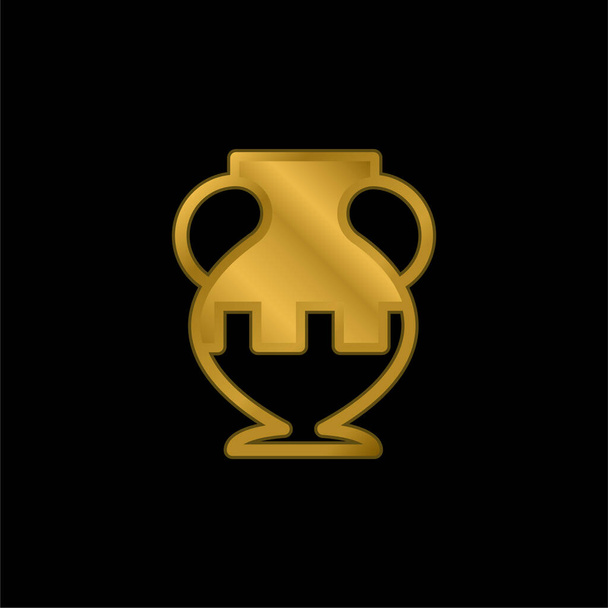 Antico vaso Outline In un museo oro placcato icona metallica o logo vettoriale - Vettoriali, immagini