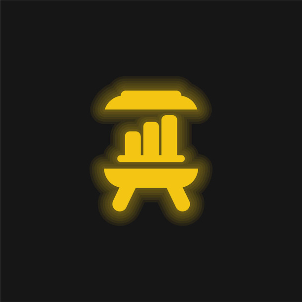 Blackboard With A Chart yellow glowing neon icon - Vector, Image