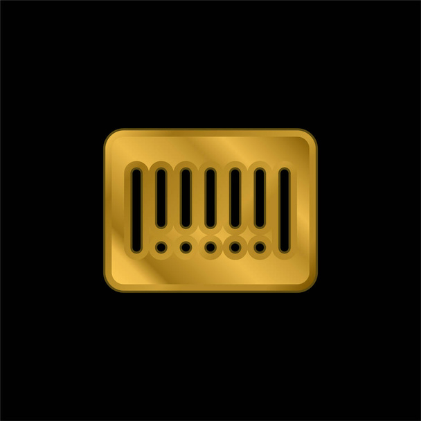 Código de barras chapado en oro icono metálico o logo vector - Vector, imagen