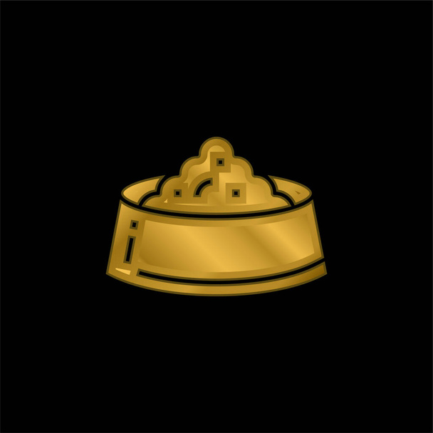 Bowl chapado en oro icono metálico o logo vector - Vector, imagen