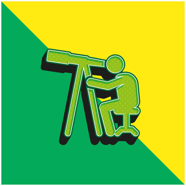Astronomer Logo vectoriel 3D moderne vert et jaune - Vecteur, image