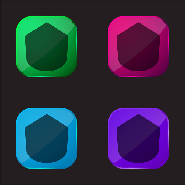 Černá mnohoúhelníkový tvar čtyři barvy skleněné tlačítko ikona - Vektor, obrázek