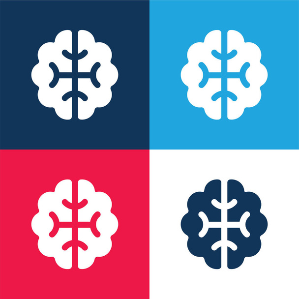 Aivot sininen ja punainen nelivärinen minimaalinen kuvakesarja - Vektori, kuva