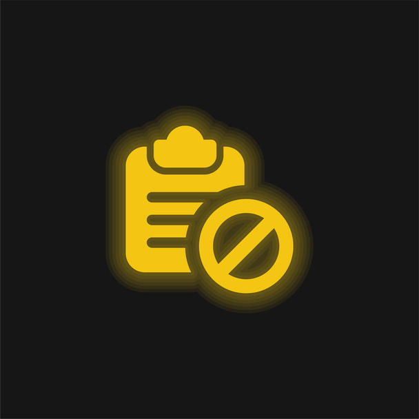 Prohibido amarillo brillante icono de neón - Vector, Imagen