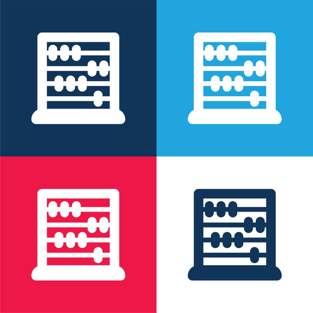 Abacus blue and red four color minimal icon set - Vector, Image