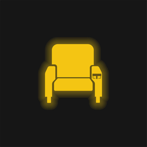 Poltrona giallo incandescente icona al neon - Vettoriali, immagini