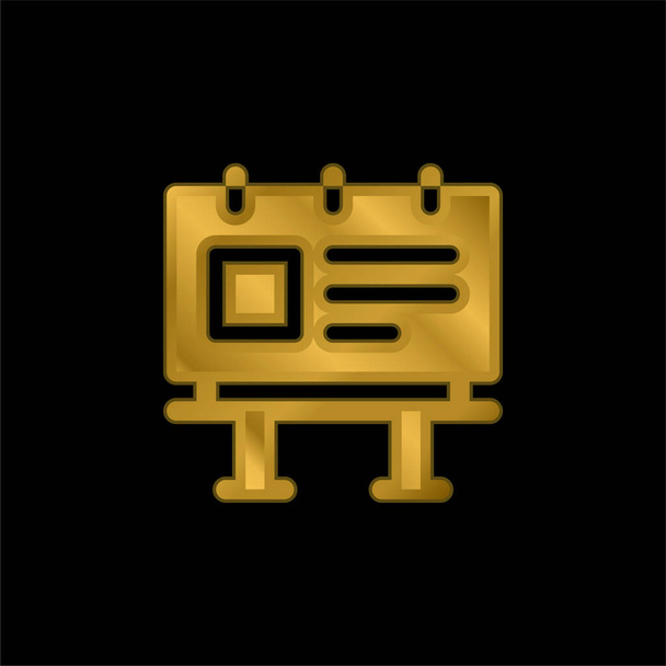 Billboard chapado en oro icono metálico o logo vector - Vector, imagen