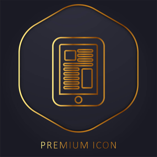 Big Tablet golden line premium logo or icon - Vector, Image