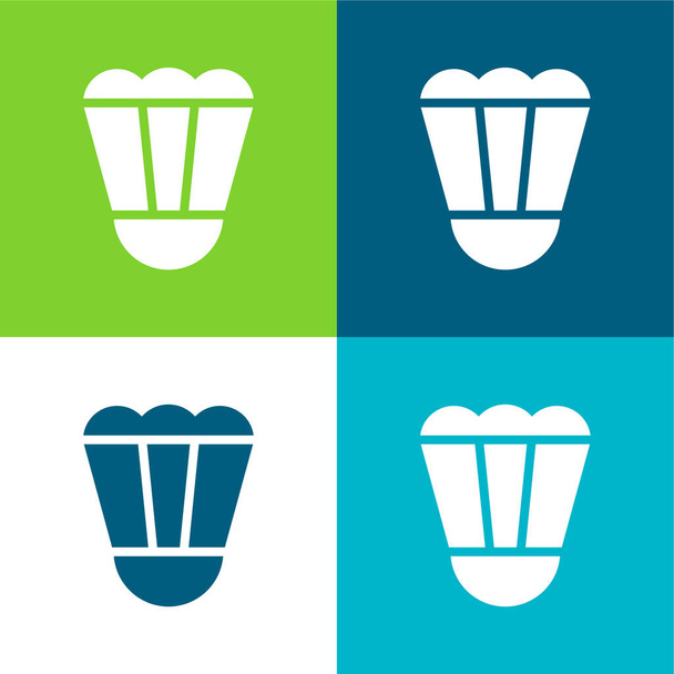 Badminton Flat čtyři barvy minimální ikona nastavena - Vektor, obrázek