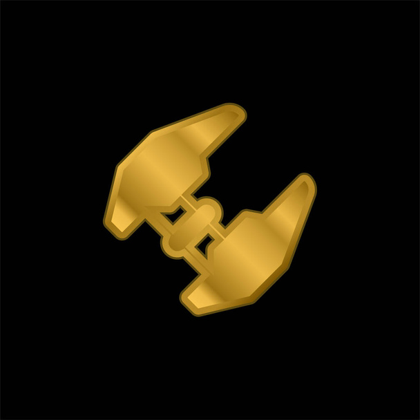 Avión de ataque chapado en oro icono metálico o vector de logotipo - Vector, Imagen