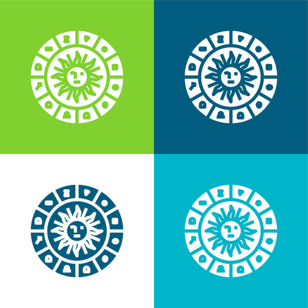 Astrologia Płaskie cztery kolory minimalny zestaw ikon - Wektor, obraz