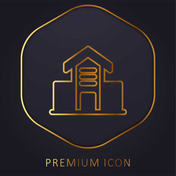 Arquitectura Construcción de línea dorada logotipo premium o icono - Vector, imagen